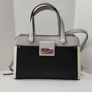 Calvin Klein Two-Tone Black and Cream Satchel